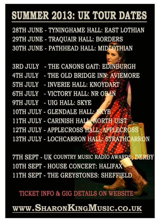 Sharon King Scotland Tour 2013 flyer
