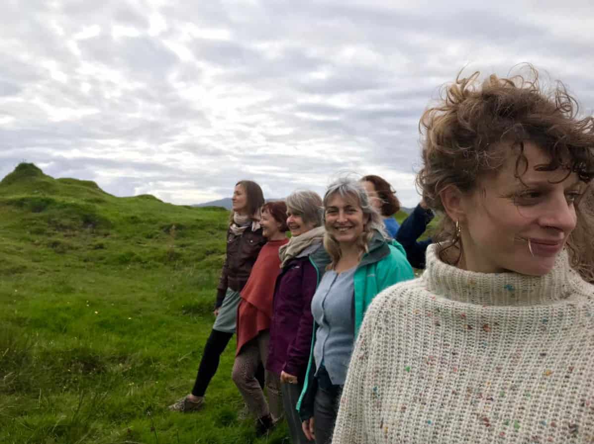 Group photo during outdoor recording of Unst Boat Song